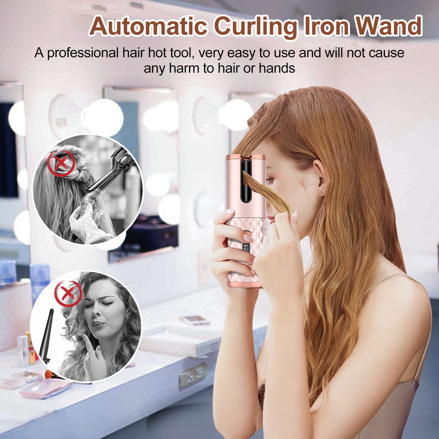 Portable Automatic Hair Curling Iron Wand