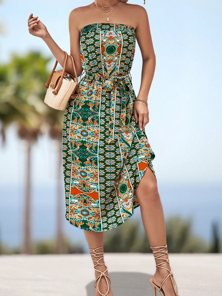 Strapless Printed Dress HWWK2XX6VA