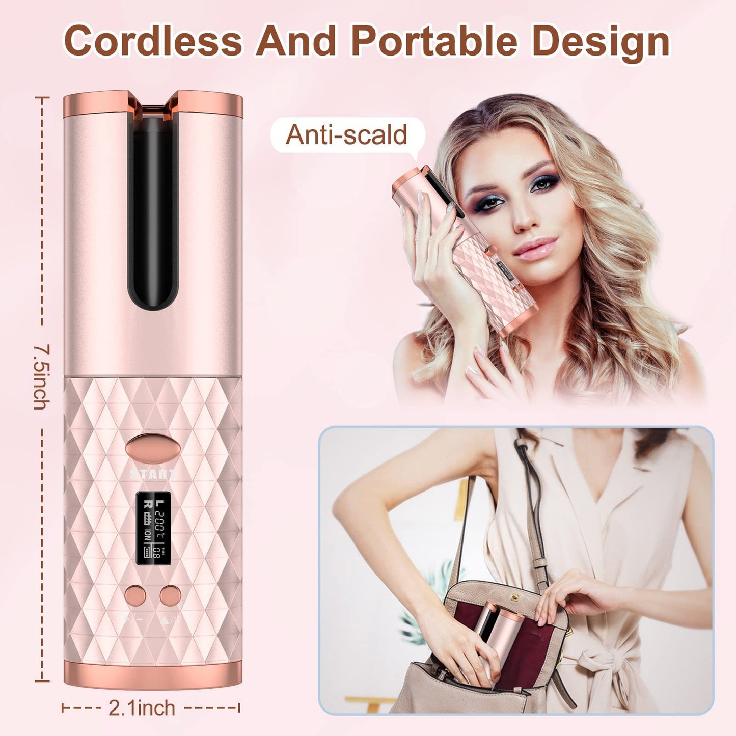 Portable Automatic Hair Curling Iron Wand