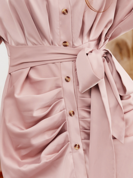 Stylish Pleated Shirt Dress