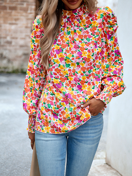 Printed Shirt Round Neck Long Sleeved Shirt HW5687FLZB