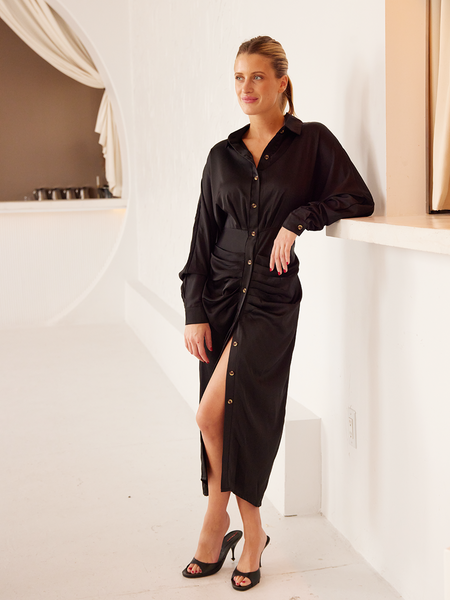Stylish Pleated Shirt Dress