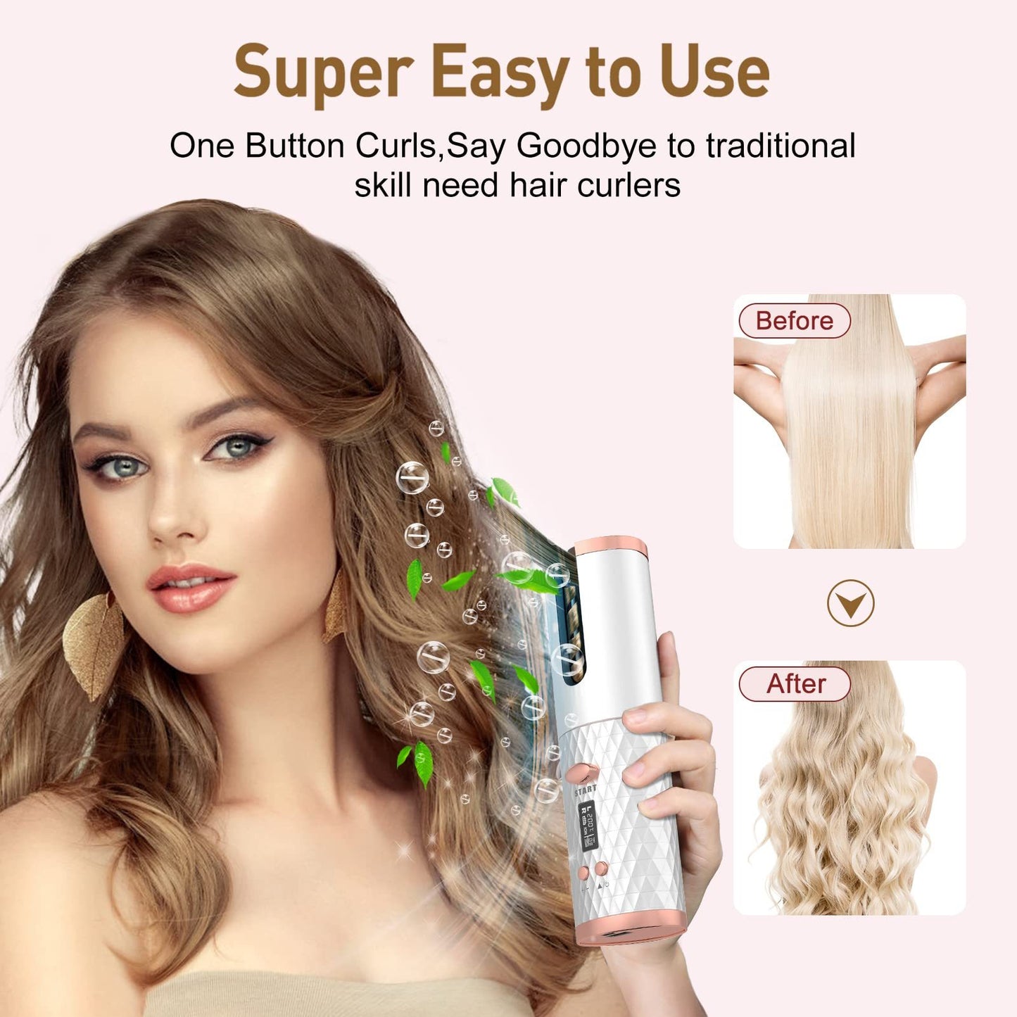 Portable Automatic Hair Curling Iron Wand
