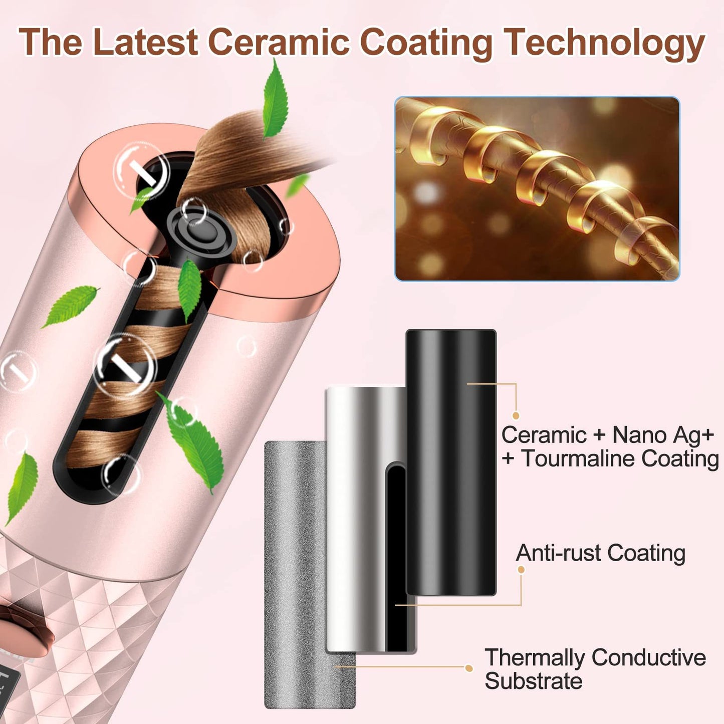 Portable Automatic Hair Curling Iron Wand