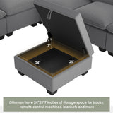[VIDEO provided][New] 120*93" Modern U Shape Modular Sofa with Storage Ottoman,Luxury 7 Seat Sectional Couch Set with 2 Pillows Included,Freely Combinable Indoor Funiture for Living Room, Apartment