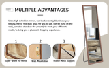 Third generation packaging upgrade, thickened border, brown wood grain solid wood frame full length mirror, dressing mirror, bedroom entrance, decorative mirror, and floor standing mirror. 57.9"*18.1"