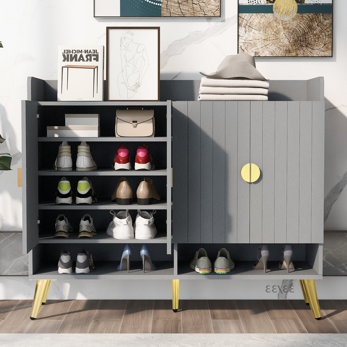 U-Can Shoe Cabinet with Doors, 11-Tier Storage  Entryway