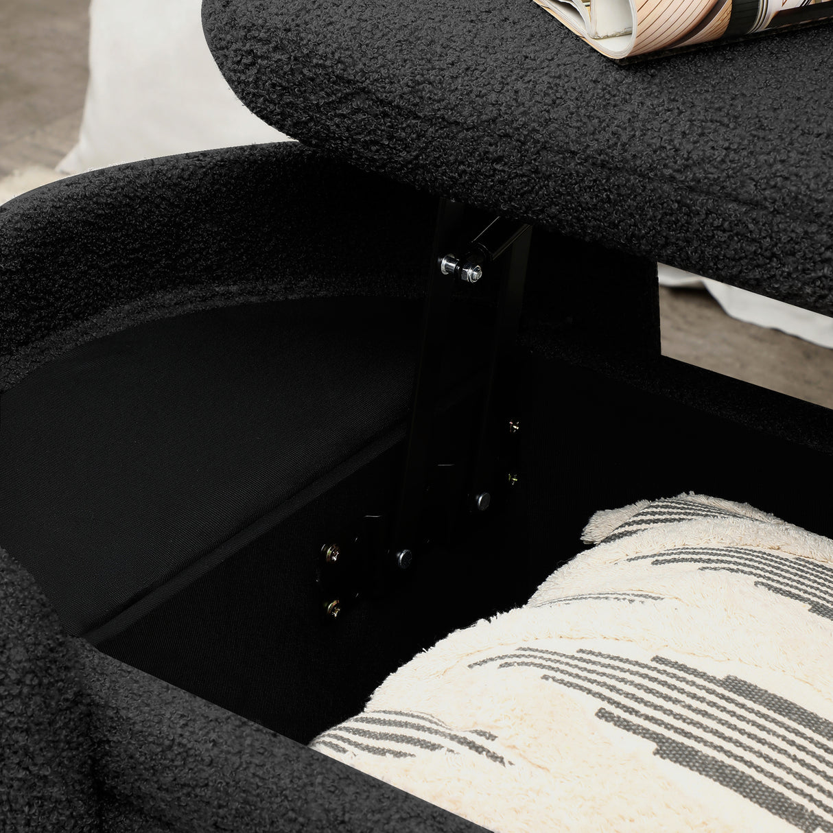 Upholstered Sherpa Ottoman