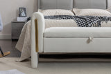Velvet Fabric Storage Bench Bedroom Bench With Gold Metal Trim Strip