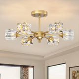 Modern Luxurious  Crystal Ceiling Light, 6 Lights (G9  Bulb) Modern Crystal Ceiling Light for Dining Room, Pendant Lamp Ceiling Lighting for Living Bedroom Hall Balcony --Matte Gold