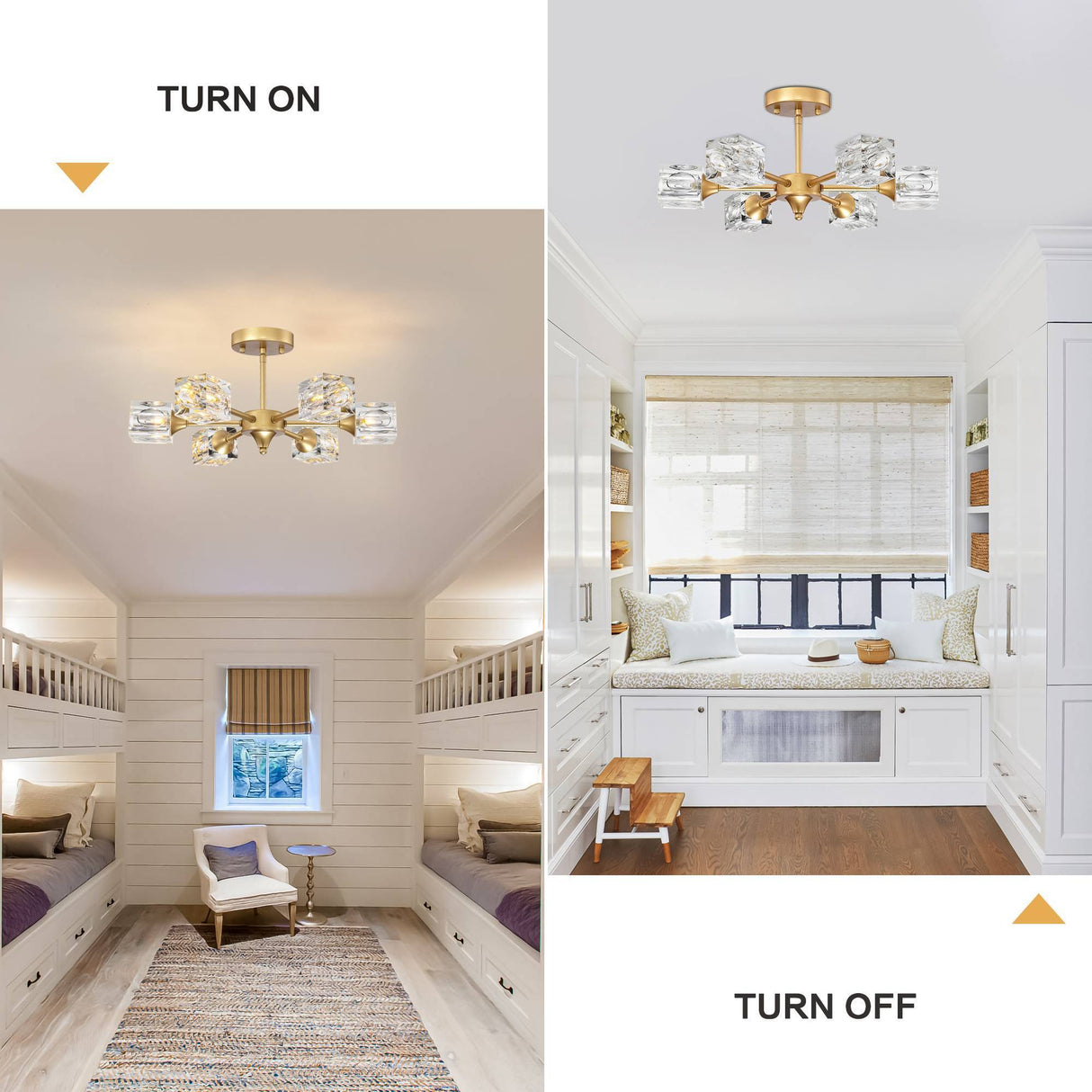 Modern Luxurious  Crystal Ceiling Light, 6 Lights (G9  Bulb) Modern Crystal Ceiling Light for Dining Room, Pendant Lamp Ceiling Lighting for Living Bedroom Hall Balcony --Matte Gold