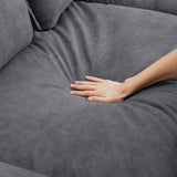 [VIDEO provided][New]95*66"Oversized Luxury Sectional Sofa with Bentwood Armrests,4 seat Upholstered Indoor Furniture with Double Cushions,L Shape Couch with Ottoman for Living Room,Apartment,3 Colors
