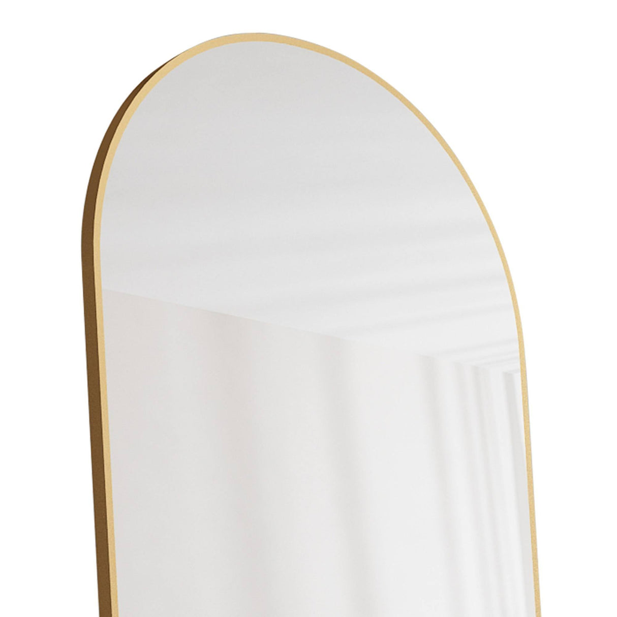 The third generation floor mounted full length rearview mirror. Aluminum alloy metal frame arched wall mirror, bathroom makeup mirror, clothing store, wall mounted. Gold 60 "*16.5"W115158172