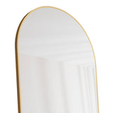 The third generation floor mounted full length rearview mirror. Aluminum alloy metal frame arched wall mirror, bathroom makeup mirror, clothing store, wall mounted. Gold 60 "*16.5"W115158172