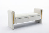 Velvet Fabric Storage Bench Bedroom Bench With Gold Metal Trim Strip