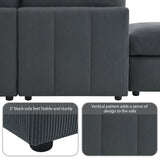 [VIDEO provided][New]93"Modern Sectional Sofa with Vertical Stripes,5-Seat Armless Couch Set with Convertible Ottomans,Various Combinations,L-Shape Indoor Furniture for Living Room,Apartment, 2 Colors