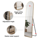 The third generation floor mounted full length rearview mirror. Aluminum alloy metal frame arched wall mirror, bathroom makeup mirror, clothing store, wall mounted. Gold 60 "*16.5"W115158172