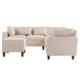 [New]87" Modern Sectional Sofa with coffee table,6-Seat Couch Set with Storage Ottoman,Various Combinations,L-Shape Indoor Furniture with Unique Armrests for Living Room,Apartment, 2 Colors(6 pillows)