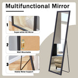 Third generation, black thick wooden frame full body mirror, large floor standing mirror, dressing mirror, decorative mirror, suitable for bedrooms, living rooms, clothing stores57.9"*18.1"