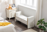 Velvet Fabric Storage Bench Bedroom Bench With Gold Metal Trim Strip