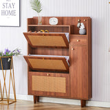 Japanese rattan shoe cabinet, bed top cabinet Brown