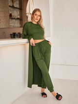 Women's Cropped Tank Top + Pants + Cardigan Three-Piece Set HFL4CZCS53