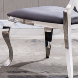 Velvet Dining Chair with Oval Backrest Set of 2, Stainless Steel Legs