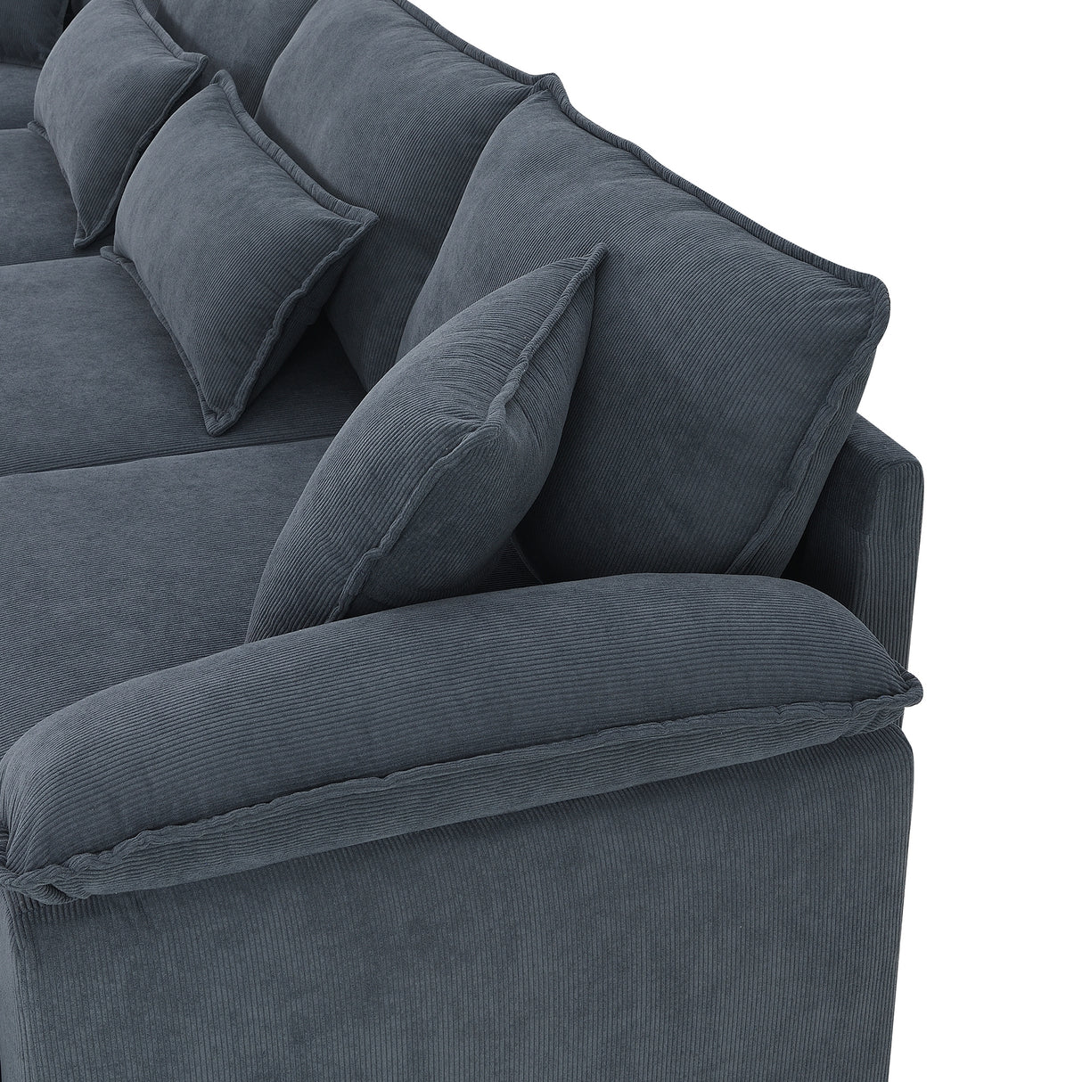 [New]Wide Seat Corduroy Modular Sectional Sofa Bed, Sleeper Couch Set with Armrest Pillow,6 Seat Free Combination Sofa with Ottomans, Oversized Indoor Furniture for Living Room, 2 Colors