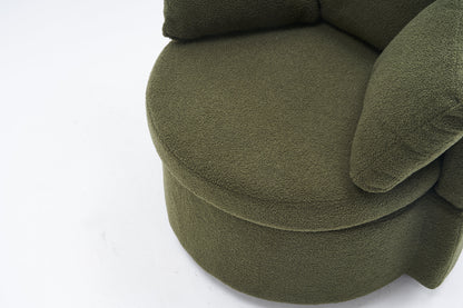 Teddy Fabric Swivel And Storage Chair With Back Cushion Green