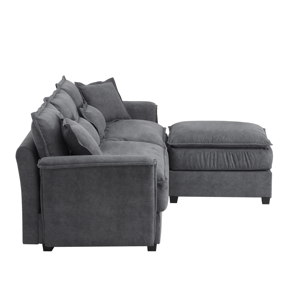[VIDEO provided][New]95*66"Oversized Luxury Sectional Sofa with Bentwood Armrests,4 seat Upholstered Indoor Furniture with Double Cushions,L Shape Couch with Ottoman for Living Room,Apartment,3 Colors