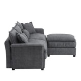 [VIDEO provided][New]95*66"Oversized Luxury Sectional Sofa with Bentwood Armrests,4 seat Upholstered Indoor Furniture with Double Cushions,L Shape Couch with Ottoman for Living Room,Apartment,3 Colors