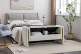 Velvet Fabric Storage Bench Bedroom Bench With Gold Metal Trim Strip