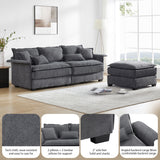 [VIDEO provided][New]95*66"Oversized Luxury Sectional Sofa with Bentwood Armrests,4 seat Upholstered Indoor Furniture with Double Cushions,L Shape Couch with Ottoman for Living Room,Apartment,3 Colors