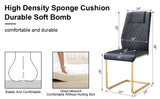 Modern dining chairs with faux leather padded seats, dining room chairs, gold metal leg upholstered chairs, suitable for kitchens, living rooms, bedrooms, and offices, set of 4 (black+PU leather)C-001