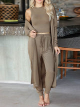 Women's Cropped Tank Top + Pants + Cardigan Three-Piece Set HFL4CZCS53