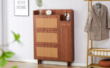 Japanese rattan shoe cabinet, bed top cabinet Brown