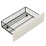 Twin Size Daybed with Storage Drawers, Upholstered Daybed with Charging Station and LED Lights, Beige (Expect arrive date: Jun.,20th.)