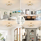 Modern Luxurious  Crystal Ceiling Light, 6 Lights (G9  Bulb) Modern Crystal Ceiling Light for Dining Room, Pendant Lamp Ceiling Lighting for Living Bedroom Hall Balcony --Matte Gold