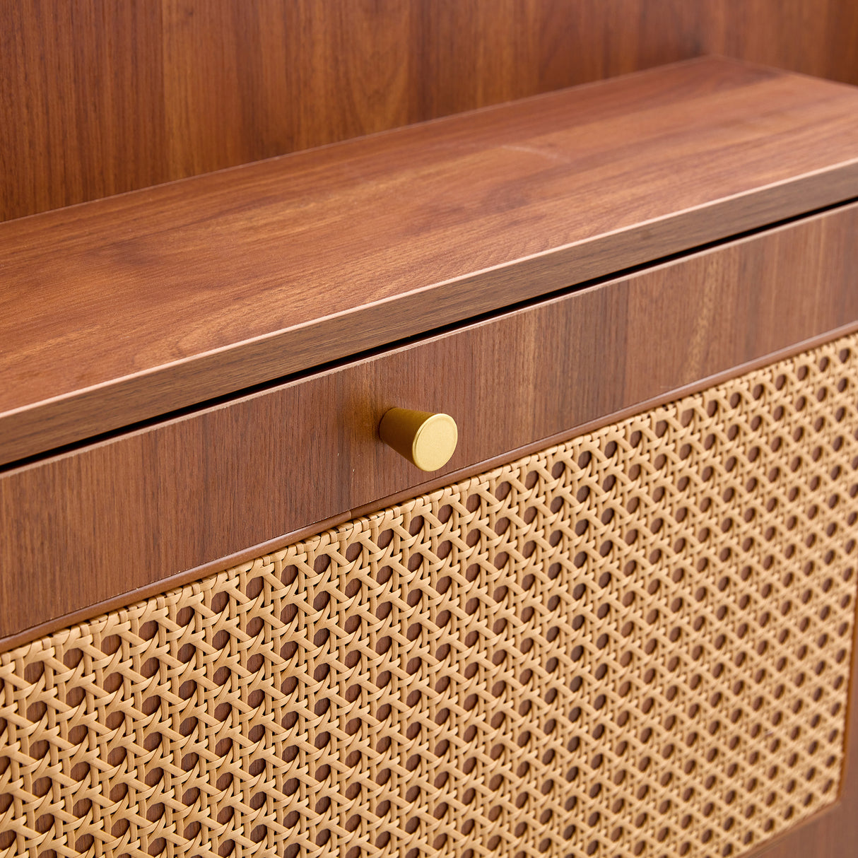 Japanese rattan shoe cabinet, bed top cabinet Brown
