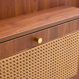 Japanese rattan shoe cabinet, bed top cabinet Brown