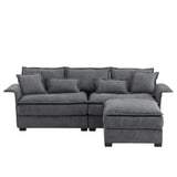 [VIDEO provided][New]95*66"Oversized Luxury Sectional Sofa with Bentwood Armrests,4 seat Upholstered Indoor Furniture with Double Cushions,L Shape Couch with Ottoman for Living Room,Apartment,3 Colors