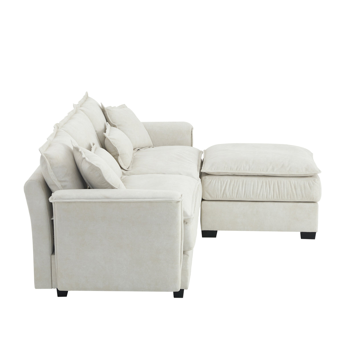 [VIDEO provided][New]95*66"Oversized Luxury Sectional Sofa with Bentwood Armrests,4 seat Upholstered Indoor Furniture with Double Cushions,L Shape Couch with Ottoman for Living Room,Apartment,3 Colors