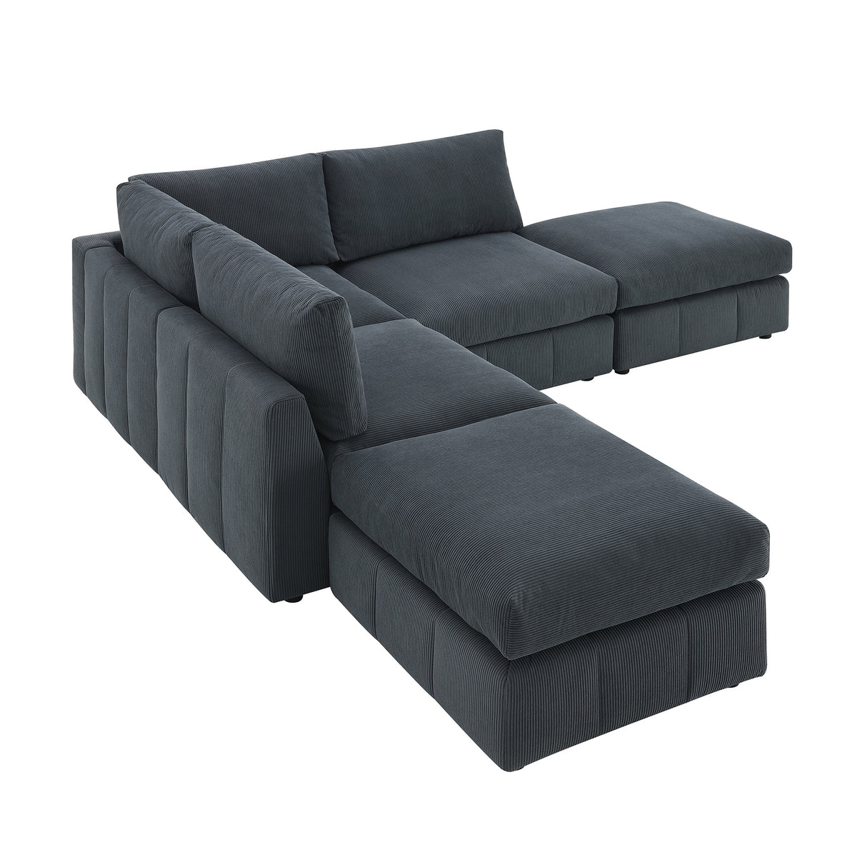 [VIDEO provided][New]93"Modern Sectional Sofa with Vertical Stripes,5-Seat Armless Couch Set with Convertible Ottomans,Various Combinations,L-Shape Indoor Furniture for Living Room,Apartment, 2 Colors