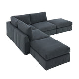 [VIDEO provided][New]93"Modern Sectional Sofa with Vertical Stripes,5-Seat Armless Couch Set with Convertible Ottomans,Various Combinations,L-Shape Indoor Furniture for Living Room,Apartment, 2 Colors