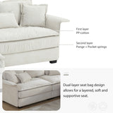 [VIDEO provided][New]95*66"Oversized Luxury Sectional Sofa with Bentwood Armrests,4 seat Upholstered Indoor Furniture with Double Cushions,L Shape Couch with Ottoman for Living Room,Apartment,3 Colors