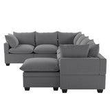 [VIDEO provided][New] 120*93" Modern U Shape Modular Sofa with Storage Ottoman,Luxury 7 Seat Sectional Couch Set with 2 Pillows Included,Freely Combinable Indoor Funiture for Living Room, Apartment