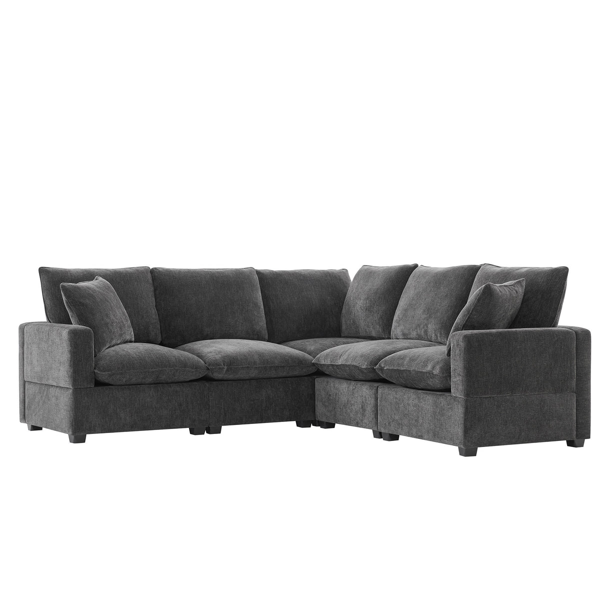[VIDEO provided] [New] 84*84" Modern L Shape Modular Sofa, 5 Seat Chenille Sectional Couch Set with 2 Pillows Included, Freely Combinable Indoor Funiture for Living Room, Apartment, Office, 2 Colors