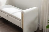 Velvet Fabric Storage Bench Bedroom Bench With Gold Metal Trim Strip