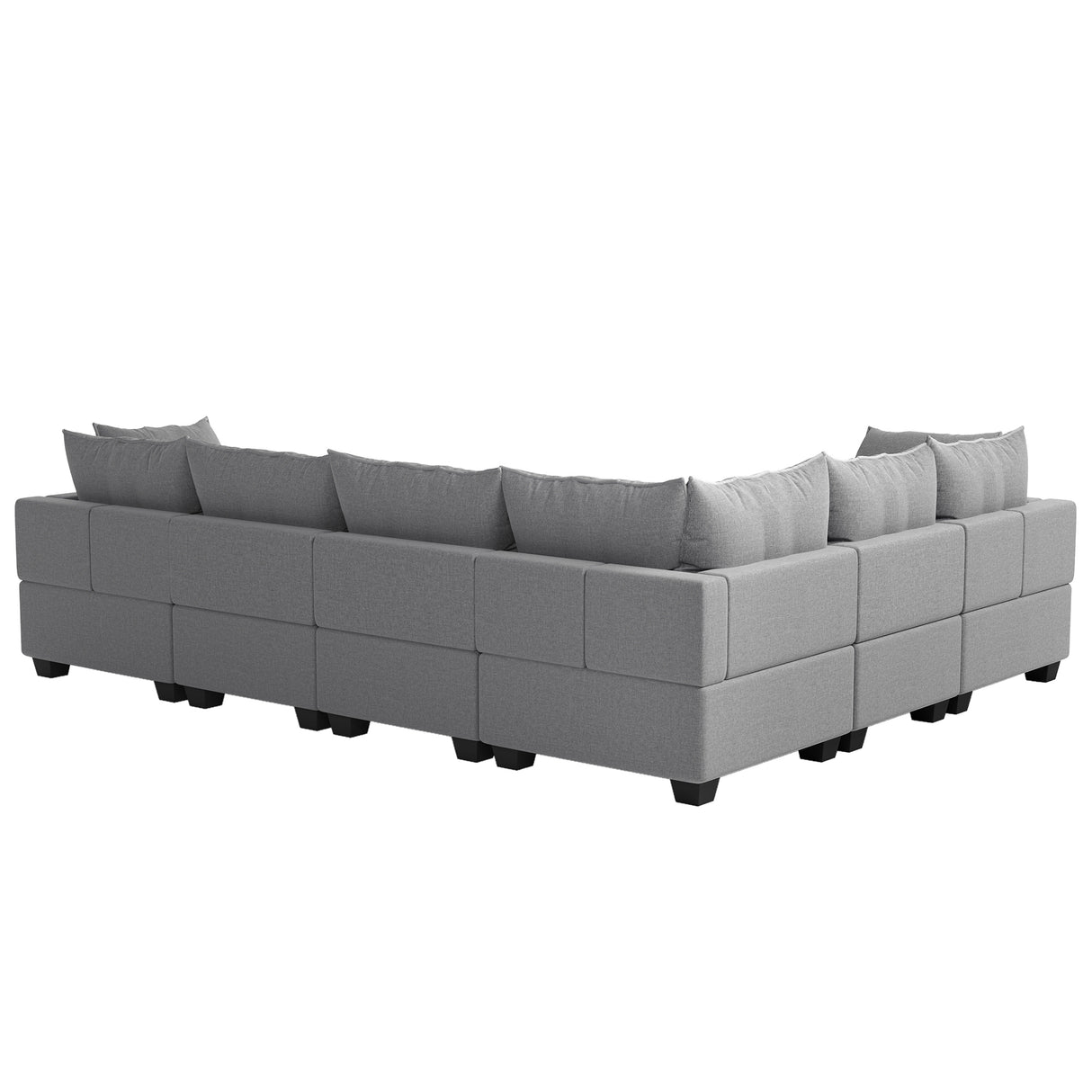 [VIDEO provided][New] 120*93" Modern U Shape Modular Sofa with Storage Ottoman,Luxury 7 Seat Sectional Couch Set with 2 Pillows Included,Freely Combinable Indoor Funiture for Living Room, Apartment