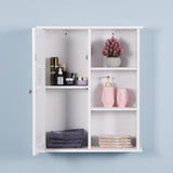 Wall Mount Medicine Cabinet with a Door, Wooden Bathroom Storage Cabinet with Adjustable Shelf